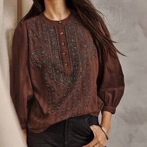 Pure Jill Beaded & Embroidered Top